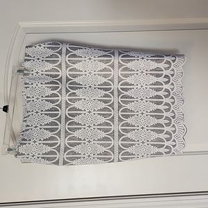 Pencil Skirt Gray White Lace